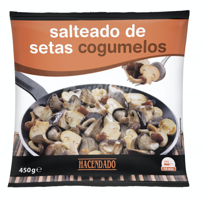 Salteado de setas y pulpo a la parrilla.